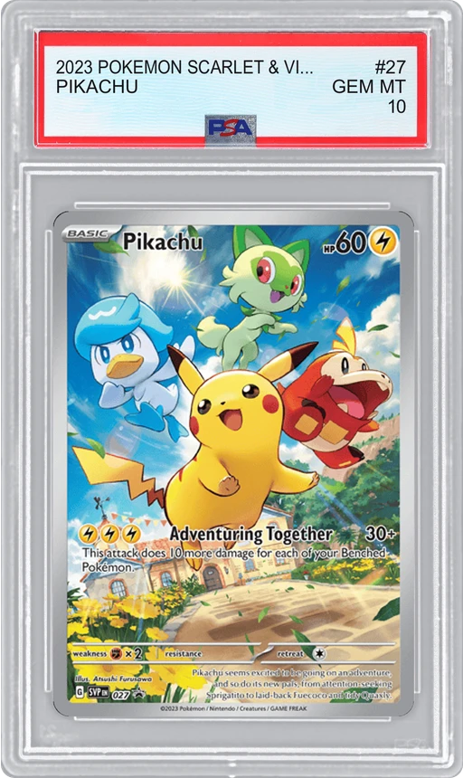 2023 POKEMON SCARLET & VIOLET BLACK STAR PROMOS PIKACHU #27 PSA 10