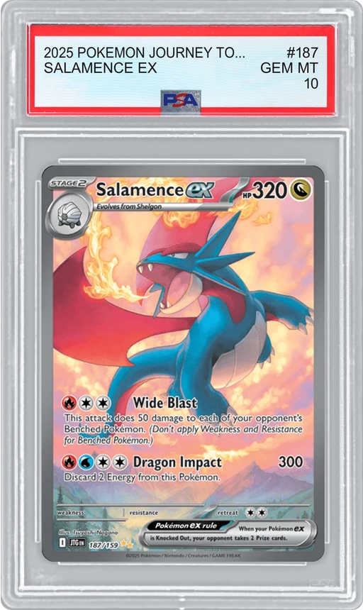 2025 POKEMON JOURNEY TOGETHER SALAMENCE EX #187 PSA 10