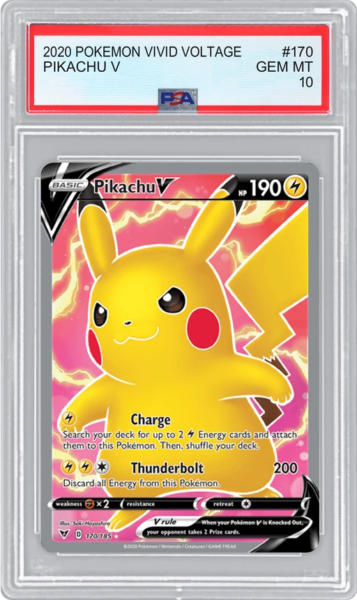 2020 POKEMON VIVID VOLTAGE PIKACHU V #170 PSA 10