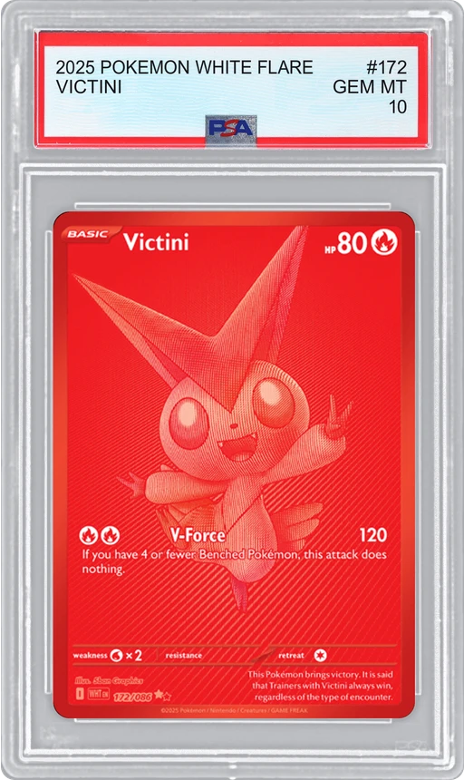 2025 POKEMON WHITE FLARE VICTINI #172 PSA 10