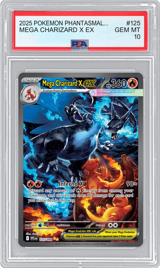 2025 POKEMON PHANTASMAL FLAMES MEGA CHARIZARD X EX #125 PSA 10