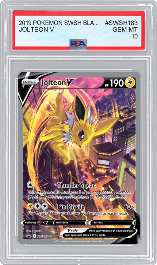 2019 POKEMON SWSH BLACK STAR PROMOS JOLTEON V #SWSH183 PSA 10