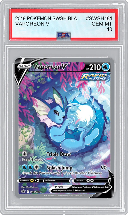 2019 POKEMON SWSH BLACK STAR PROMOS VAPOREON V #SWSH181 PSA 10