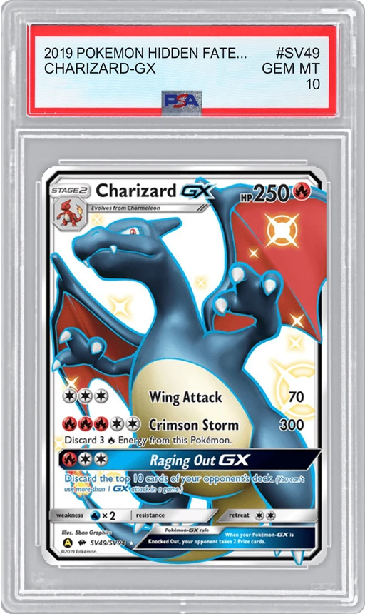 2019 POKEMON HIDDEN FATES SHINY VAULT CHARIZARD-GX #SV49 PSA 10